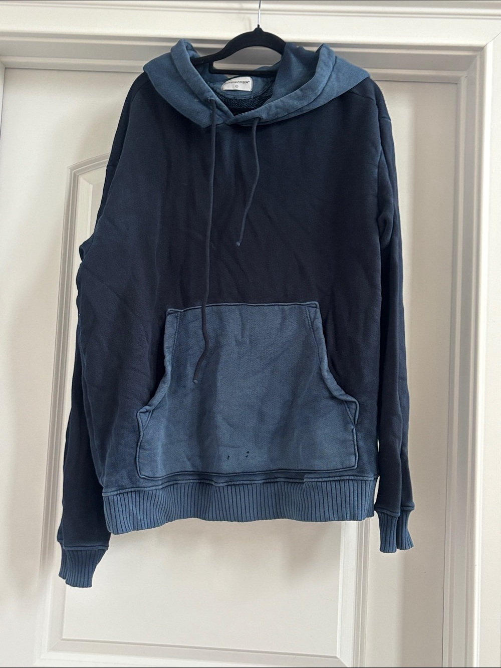 Cotton Citizen Men's Two-Tone Navy and Slate Pullover Hoodie